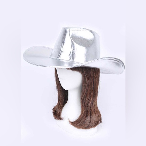 Metallic Vegan Leather Western Cowboy Hat - Picture 1 of 7
